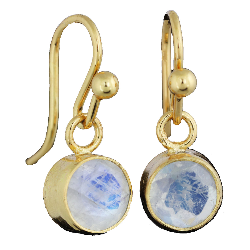 White 7mm Moonstone 22K Gold Plating:  In Stock