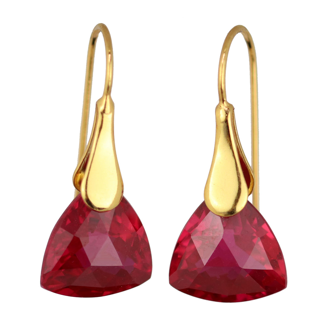 Red Topaz Trillion 22K Gold Plated:  In Stock