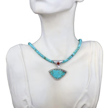 Load image into Gallery viewer, Turquoise Mandarin Garnet Pendant with Beads:  One-of-a-kind in stock`
